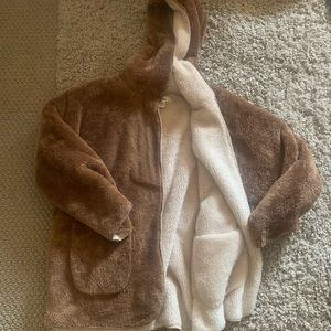 Fuzzy Brown Teddy Jacket